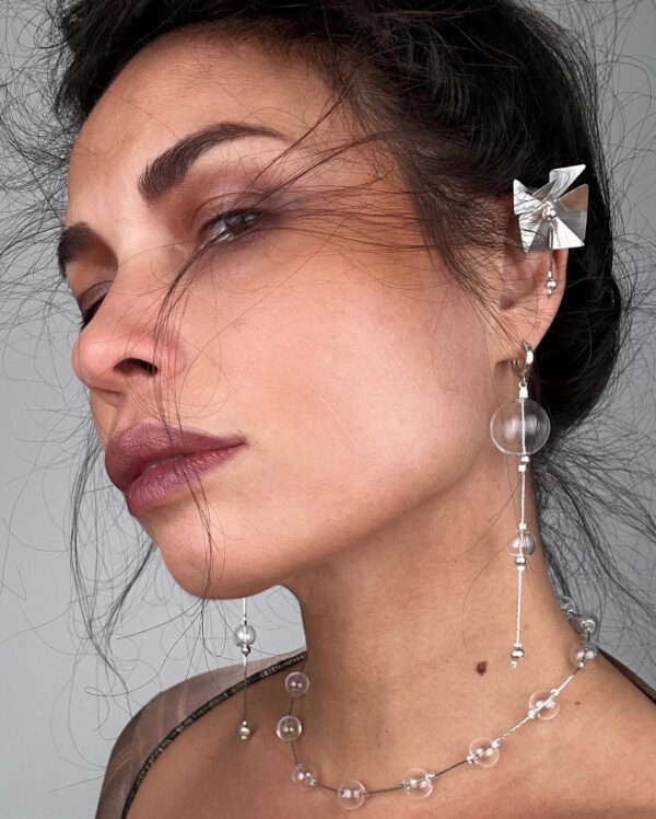 chedriel.com Vallah's orb earrings on model