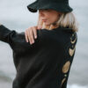 chedriel.com Black & Gold Moon Phases Muslin Kimono sleeve