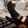 chedriel.com rainbow black quarter socks on model