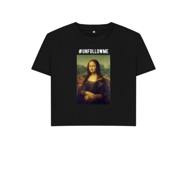 chedriel.com Mona Lisa unfollow me boxy shirt black front